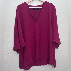 FRED DAVID REDDISH-PURPLE THREE-QUARTER SLEEVES BLOUSE SIZE XL